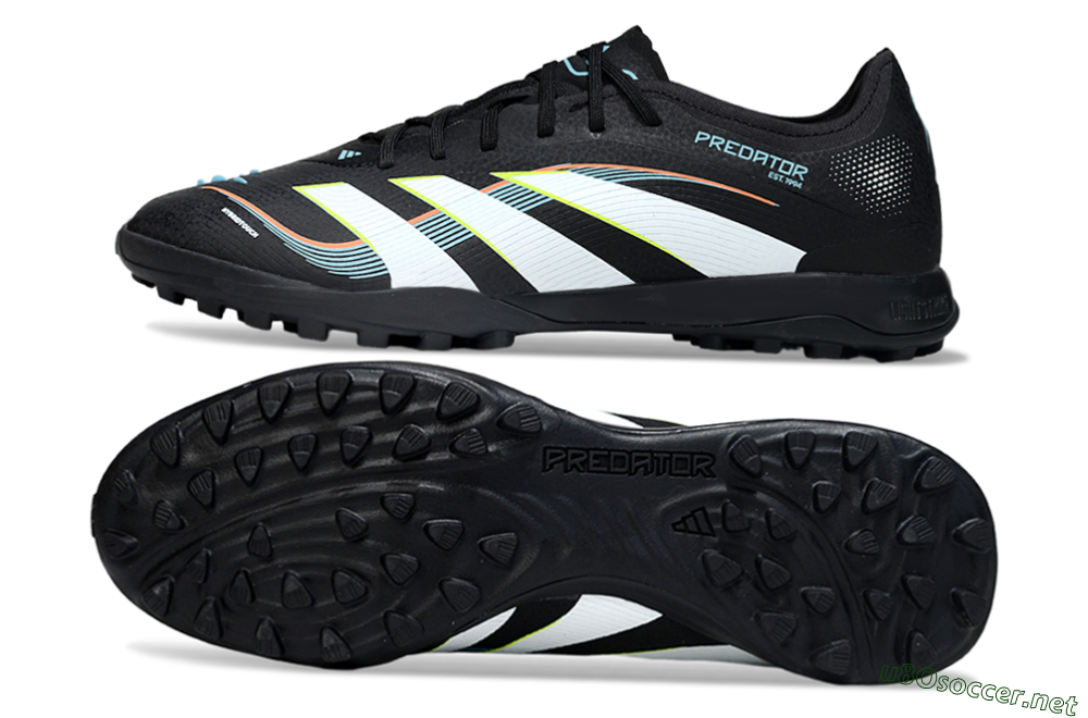 Men's Adidas Predator 25 Elite TF Football Shoes - Black/Electric Yellow/Frosted Blue 1