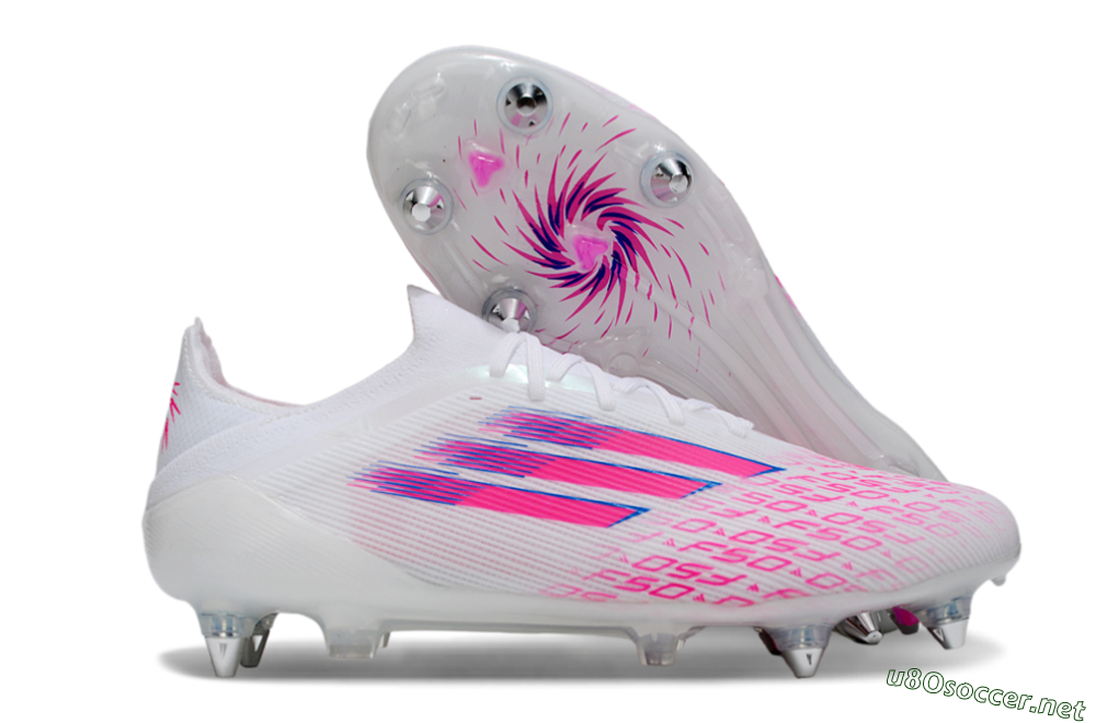 Men's Adidas F50 Elite SG Football Boots - White/Electric Pink/Blue Mirage 2