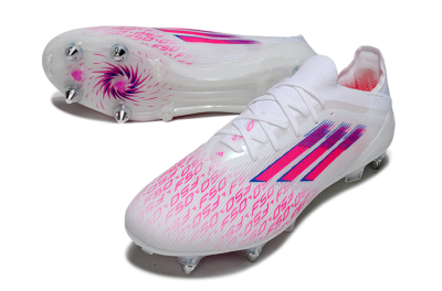 Men's Adidas F50 Elite SG Football Boots - White/Electric Pink/Blue Mirage