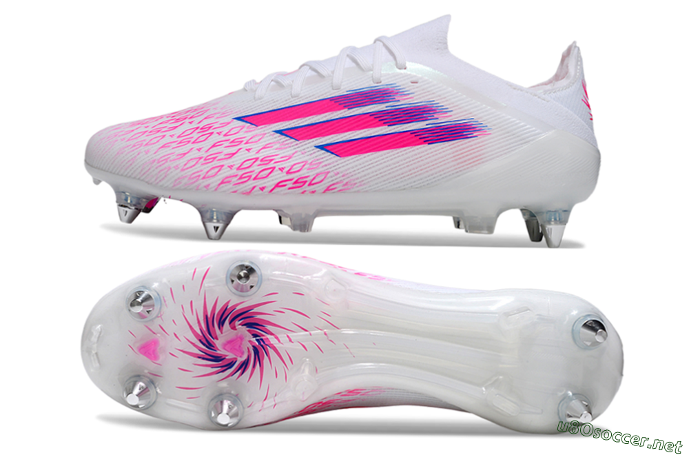 Men's Adidas F50 Elite SG Football Boots - White/Electric Pink/Blue Mirage 1