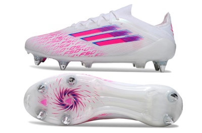 Men's Adidas F50 Elite SG Football Boots - White/Electric Pink/Blue Mirage