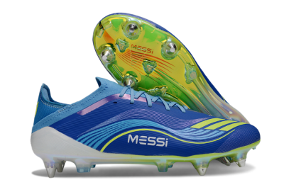 Men's Messi x Adidas F50 Elite SG Football Boots - Blue/Electric Blue/Neon Green