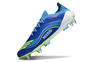 Men's Messi x Adidas F50 Elite SG Football Boots - Blue/Electric Blue/Neon Green