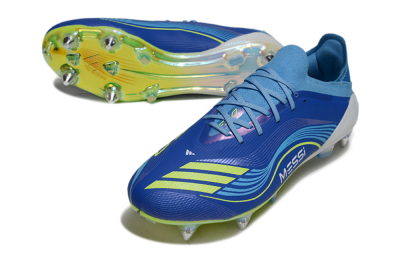 Men's Messi x Adidas F50 Elite SG Football Boots - Blue/Electric Blue/Neon Green