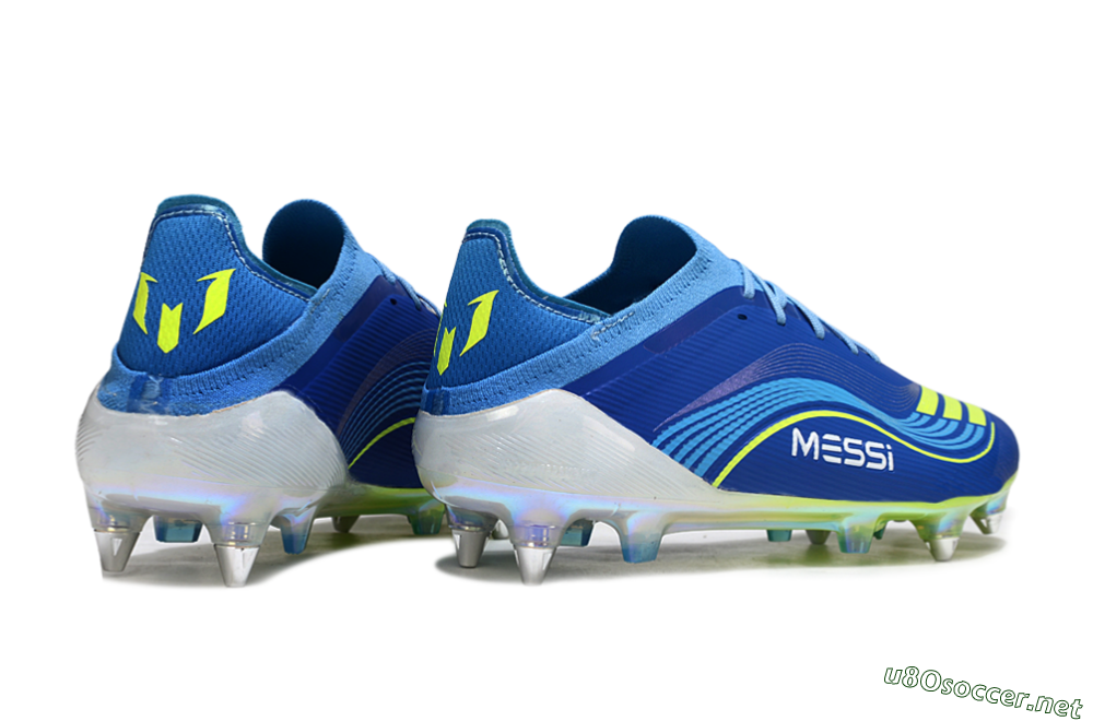 Men's Messi x Adidas F50 Elite SG Football Boots - Blue/Electric Blue/Neon Green 6