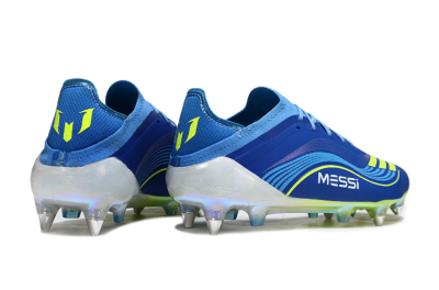 Men's Messi x Adidas F50 Elite SG Football Boots - Blue/Electric Blue/Neon Green