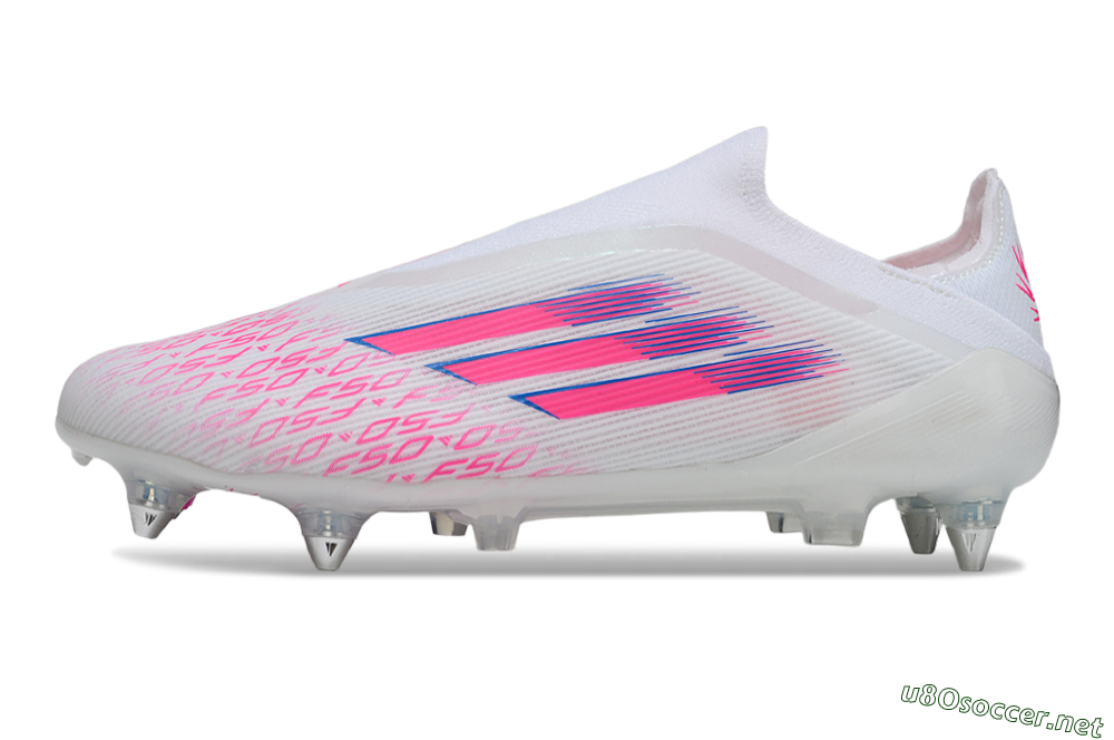 Men's Adidas F50 Elite Laceless SG Football Boots - White/Neon Pink/Deep Purple 0
