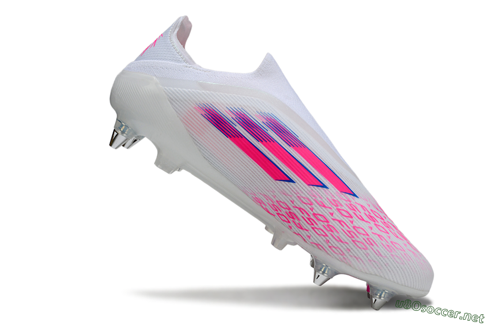 Men's Adidas F50 Elite Laceless SG Football Boots - White/Neon Pink/Deep Purple 4