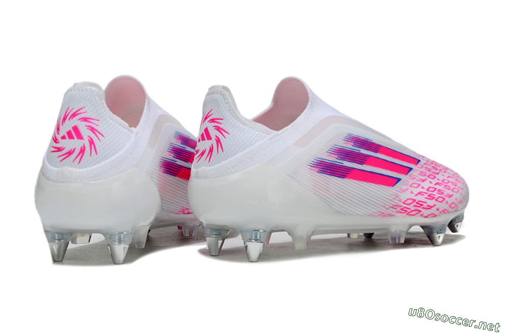 Men's Adidas F50 Elite Laceless SG Football Boots - White/Neon Pink/Deep Purple 6