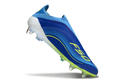 Men's Messi x Adidas F50 Elite Laceless SG Football Boots - Blue/Electric Yellow/Deep Blue