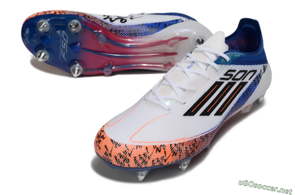 Men's SON x Adidas F50 Elite SG Football Boots - White/Vibrant Orange/Deep Blue 3