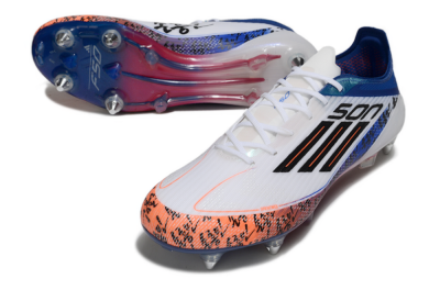Men's SON x Adidas F50 Elite SG Football Boots - White/Vibrant Orange/Deep Blue