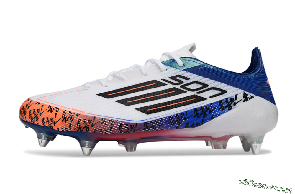 Men's SON x Adidas F50 Elite SG Football Boots - White/Vibrant Orange/Deep Blue 0