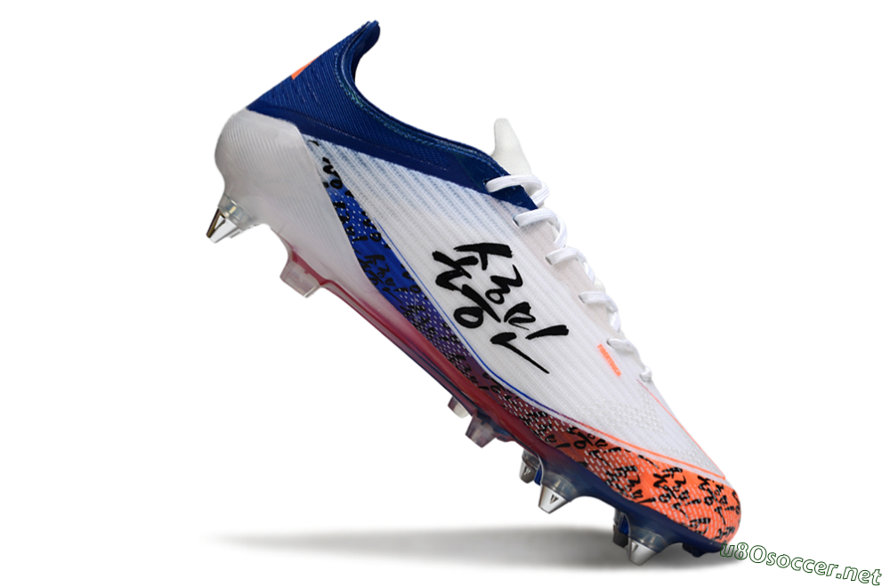 Men's SON x Adidas F50 Elite SG Football Boots - White/Vibrant Orange/Deep Blue 4