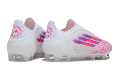 Unisex Adidas F50 Elite Laceless FG Football Boots - White/Vibrant Pink/Deep Blue