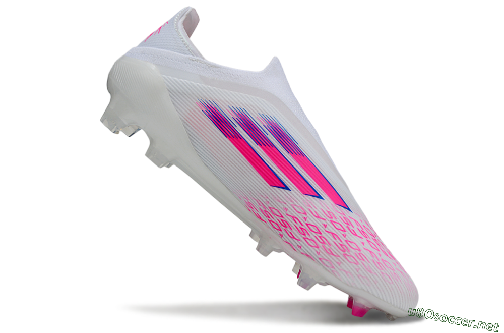 Unisex Adidas F50 Elite Laceless FG Football Boots - White/Vibrant Pink/Deep Blue 4