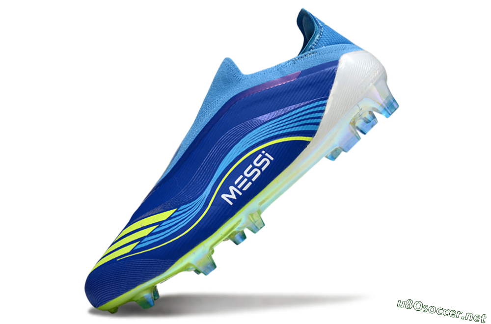Unisex Messi x Adidas F50 Elite Laceless FG Football Boots - Blue/Sky Blue/Electric Yellow 5