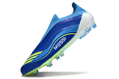Unisex Messi x Adidas F50 Elite Laceless FG Football Boots - Blue/Sky Blue/Electric Yellow