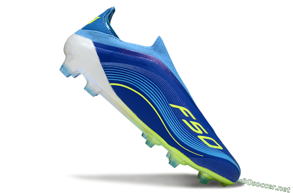 Unisex Messi x Adidas F50 Elite Laceless FG Football Boots - Blue/Sky Blue/Electric Yellow 4
