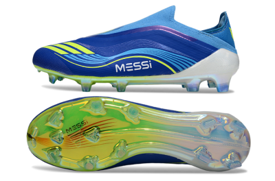 Unisex Messi x Adidas F50 Elite Laceless FG Football Boots - Blue/Sky Blue/Electric Yellow