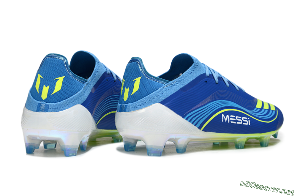 Unisex Messi x Adidas F50 Elite FG Football Boots - Blue/Vibrant Blue/Lime Green 6