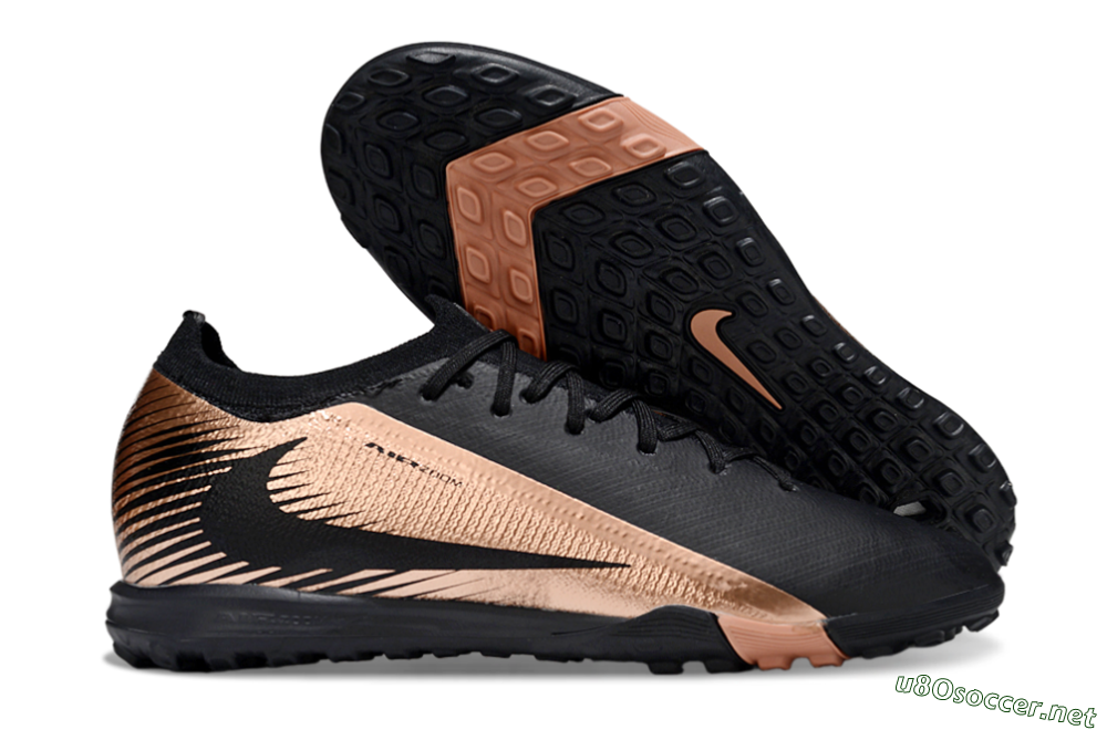 Unisex Nike Air Zoom Mercurial Vapor 16 Elite TF Football Shoes - Black/Rose Gold/Charcoal 2