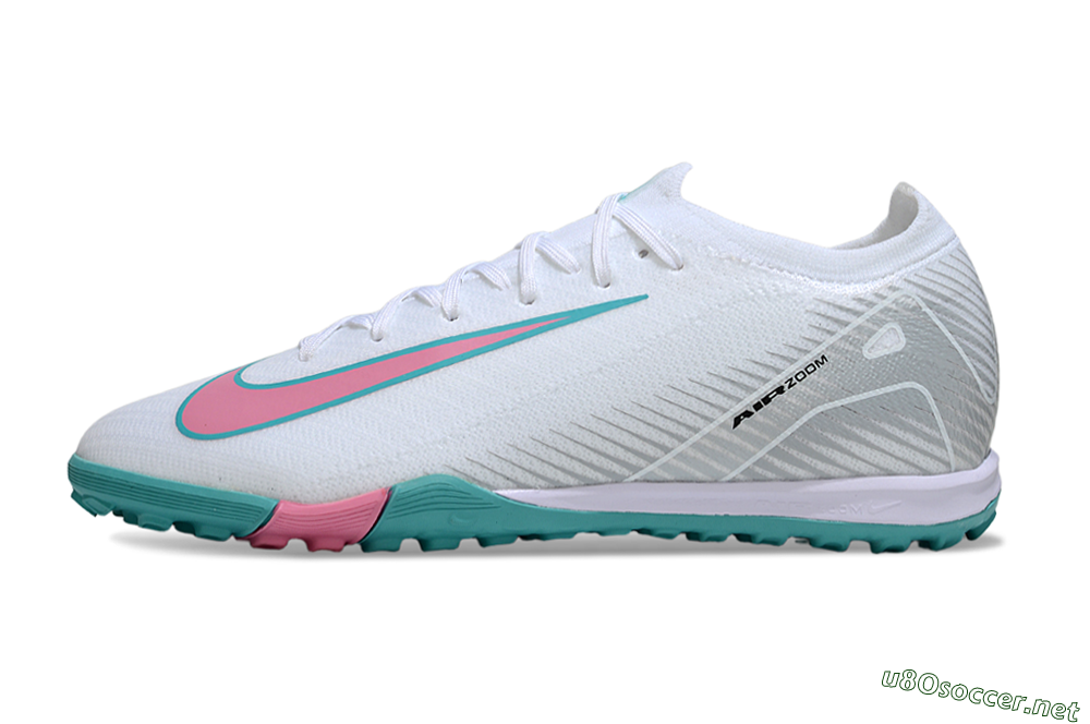 Unisex Nike Air Zoom Mercurial Vapor 16 Elite TF Football Shoes - White/Mint Green/Pink 0