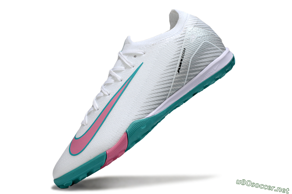 Unisex Nike Air Zoom Mercurial Vapor 16 Elite TF Football Shoes - White/Mint Green/Pink 5