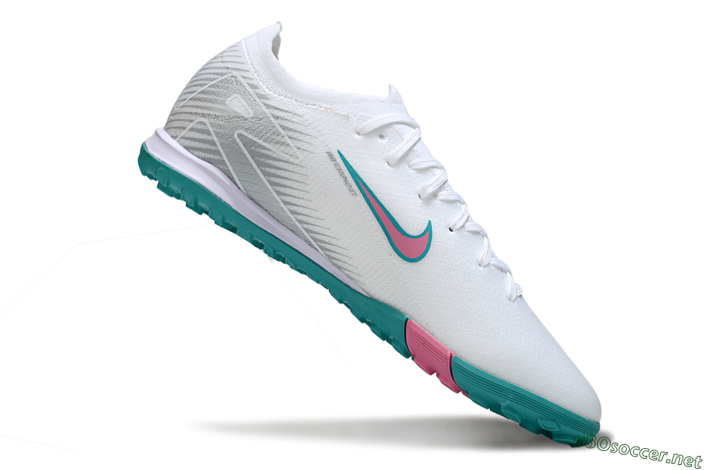 Unisex Nike Air Zoom Mercurial Vapor 16 Elite TF Football Shoes - White/Mint Green/Pink 4