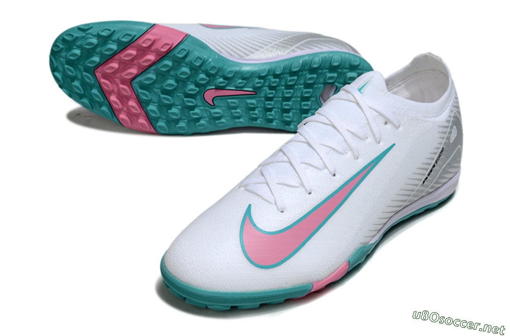 Unisex Nike Air Zoom Mercurial Vapor 16 Elite TF Football Shoes - White/Mint Green/Pink 3