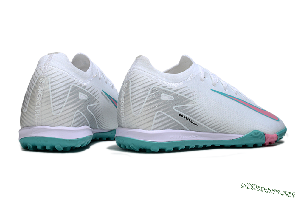 Unisex Nike Air Zoom Mercurial Vapor 16 Elite TF Football Shoes - White/Mint Green/Pink 6