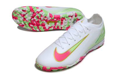 Unisex Nike Air Zoom Mercurial Vapor 16 Elite TF Football Shoes - White/Neon Pink/Light Green