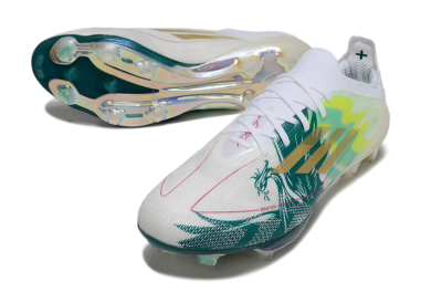 Men's Adidas F50+ Elite Lightstrike Pro FG Football Boots - White/Emerald Green/Fluorescent Yellow