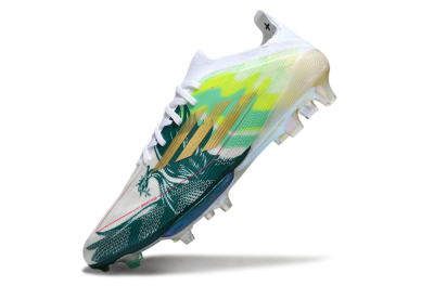 Men's Adidas F50+ Elite Lightstrike Pro FG Football Boots - White/Emerald Green/Fluorescent Yellow