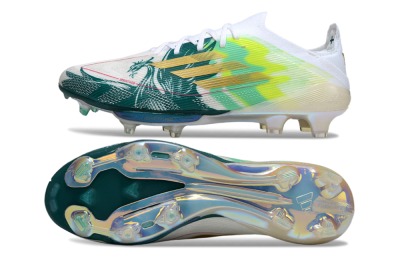 Men's Adidas F50+ Elite Lightstrike Pro FG Football Boots - White/Emerald Green/Fluorescent Yellow