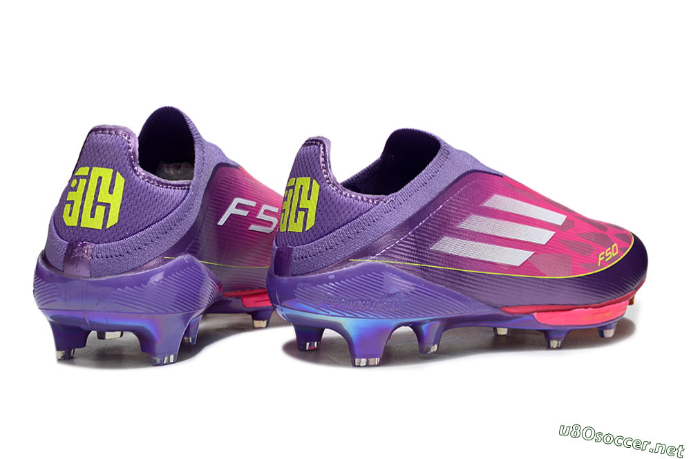Men's Adidas F50+ Elite Lightstrike Pro Laceless FG Football Boots - Purple/Electric Pink/Neon Green 6