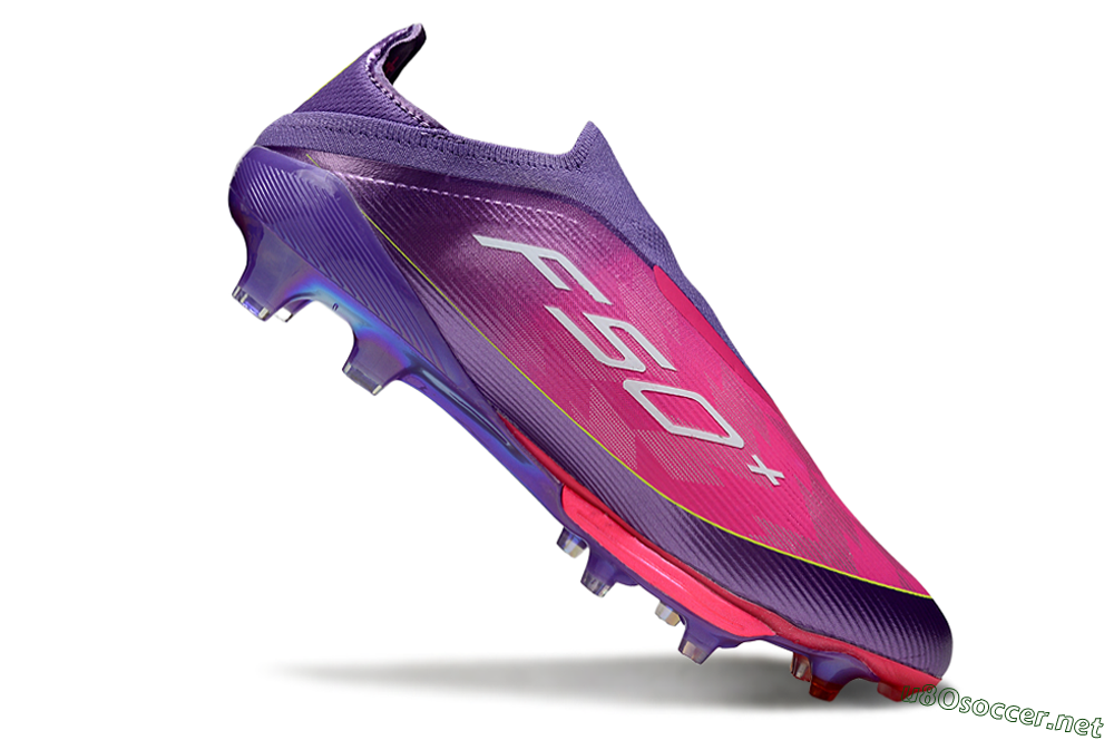 Men's Adidas F50+ Elite Lightstrike Pro Laceless FG Football Boots - Purple/Electric Pink/Neon Green 4