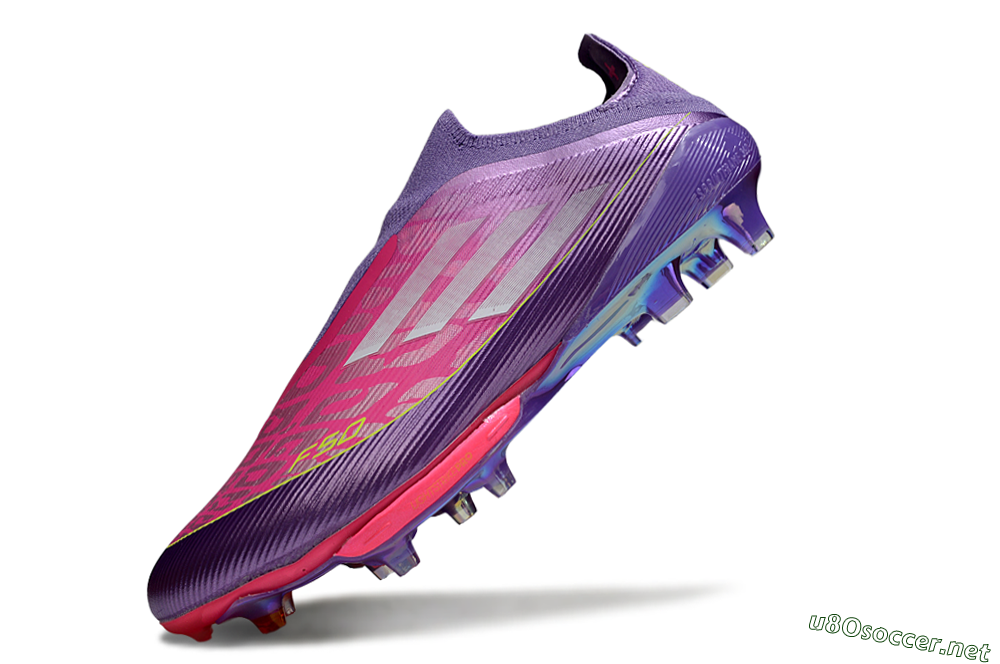 Men's Adidas F50+ Elite Lightstrike Pro Laceless FG Football Boots - Purple/Electric Pink/Neon Green 5