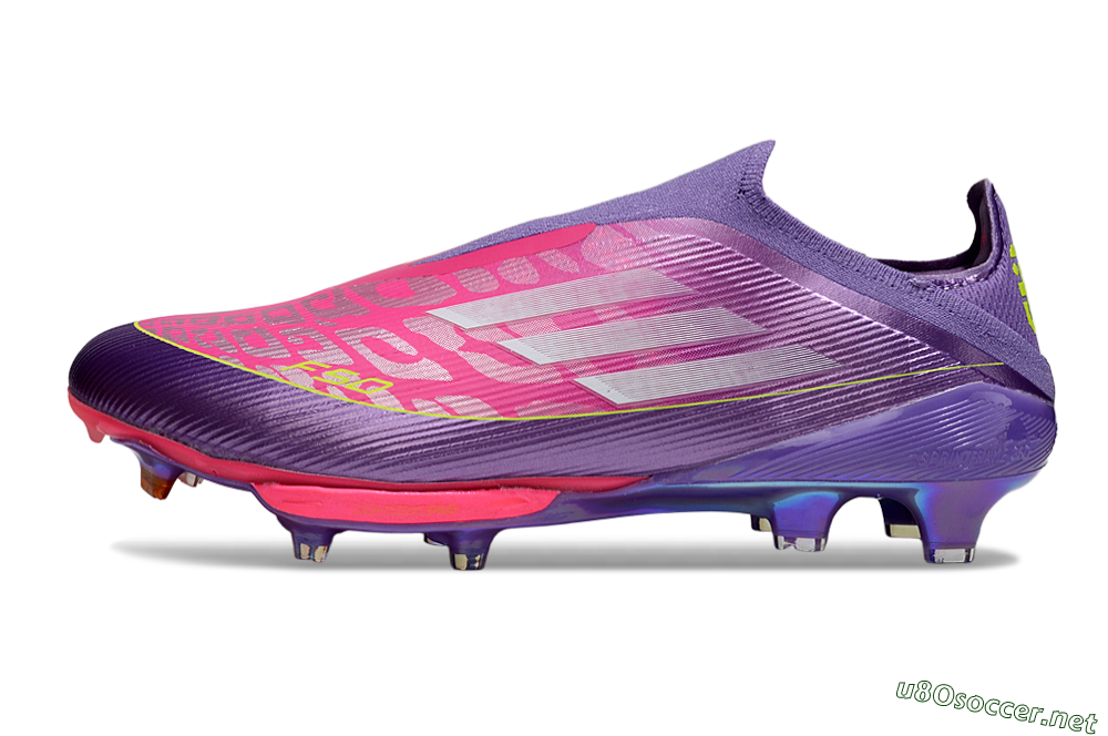 Men's Adidas F50+ Elite Lightstrike Pro Laceless FG Football Boots - Purple/Electric Pink/Neon Green 0