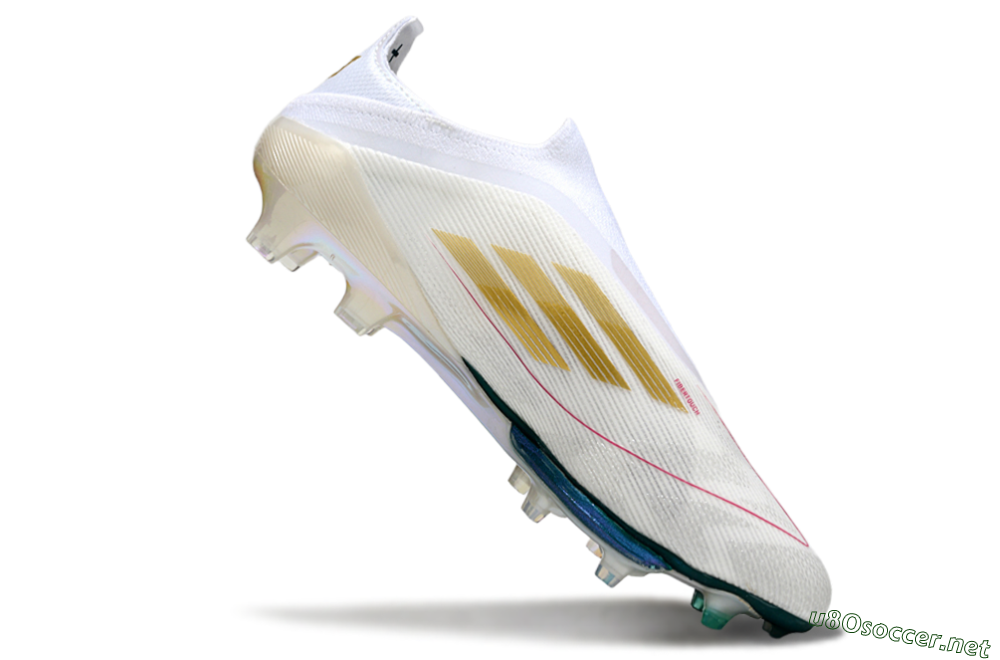Men's Adidas F50+ Elite Lightstrike Pro Laceless FG Football Boots - White/Neon Green/Sapphire Blue 3