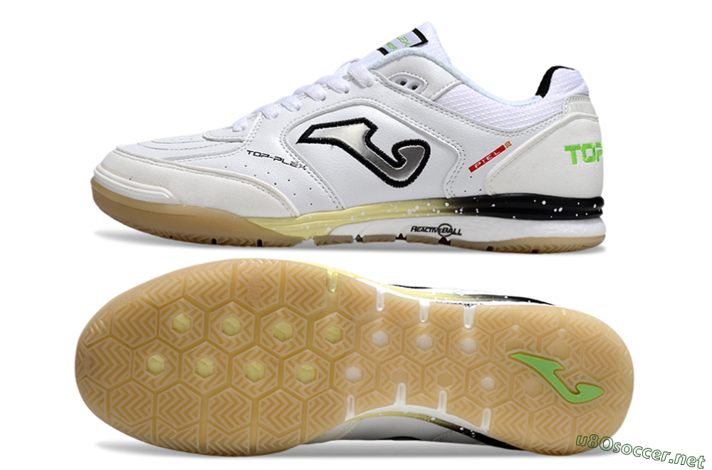 Men's Joma Top Flex IC Football Shoes - White/Lime Green/Black 1