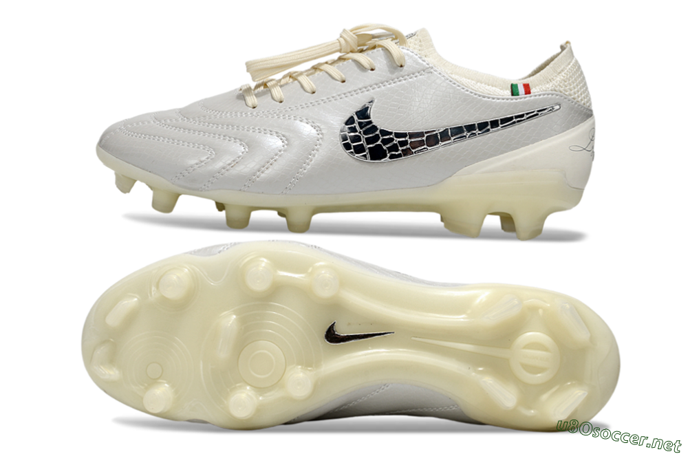 Men's Nike Tiempo Legend 10 Elite FG Football Boots - White/Creamy Beige/Glossy Black 1