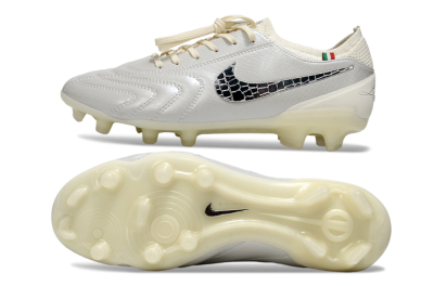 Men's Nike Tiempo Legend 10 Elite FG Football Boots - White/Creamy Beige/Glossy Black