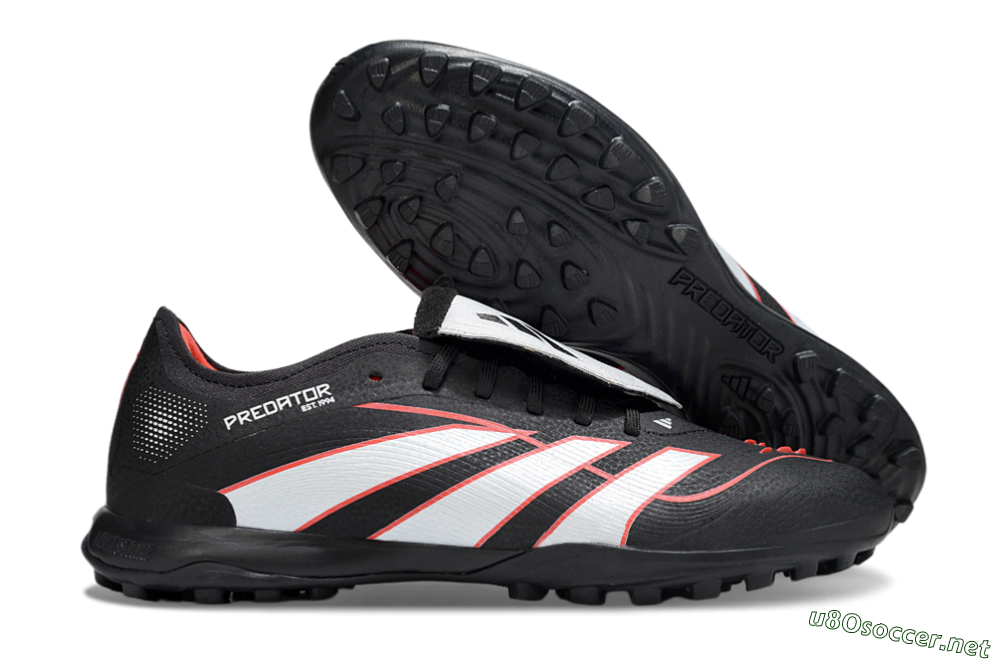 Men's Adidas Predator League Fold-Over Tongue TF Football Shoes - Black/Bright Red/Sleek White 2