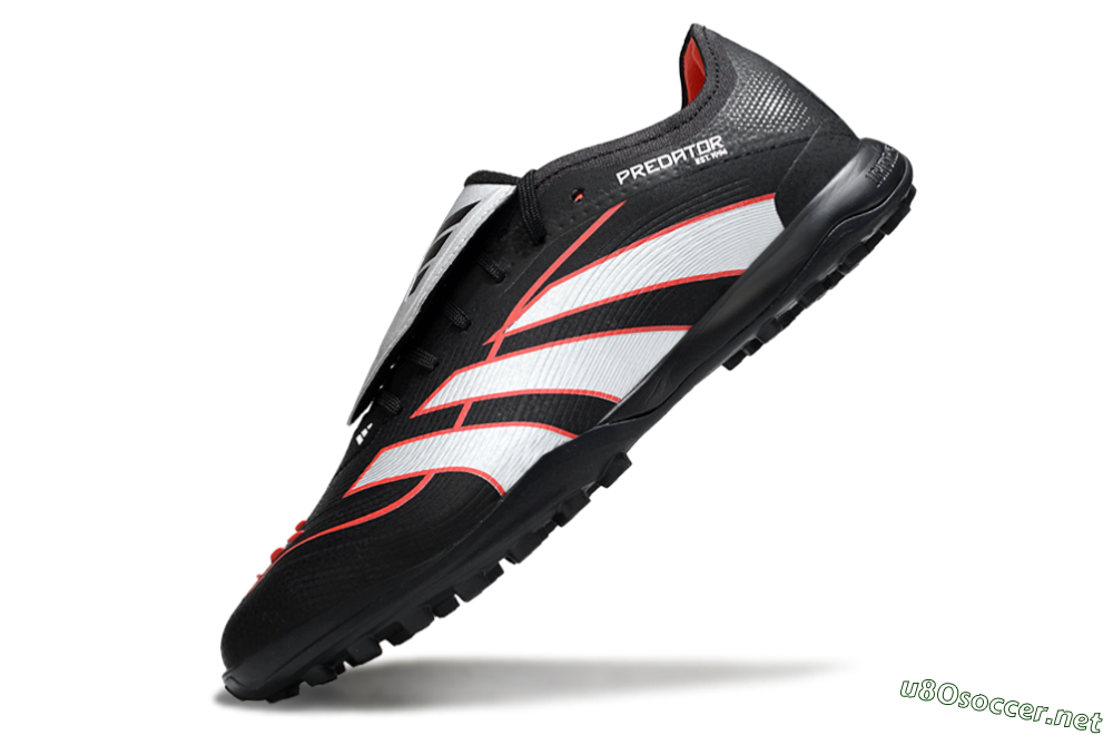 Men's Adidas Predator League Fold-Over Tongue TF Football Shoes - Black/Bright Red/Sleek White 5