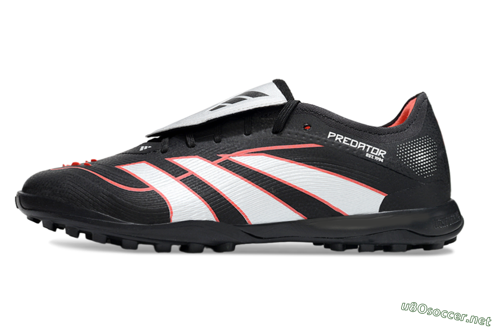 Men's Adidas Predator League Fold-Over Tongue TF Football Shoes - Black/Bright Red/Sleek White 0