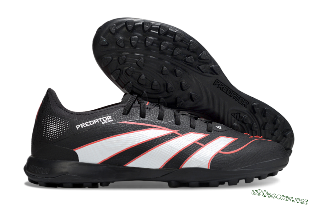 Men's Adidas Predator 25 Elite TF Football Shoes - Black/Fiery Red/White 2