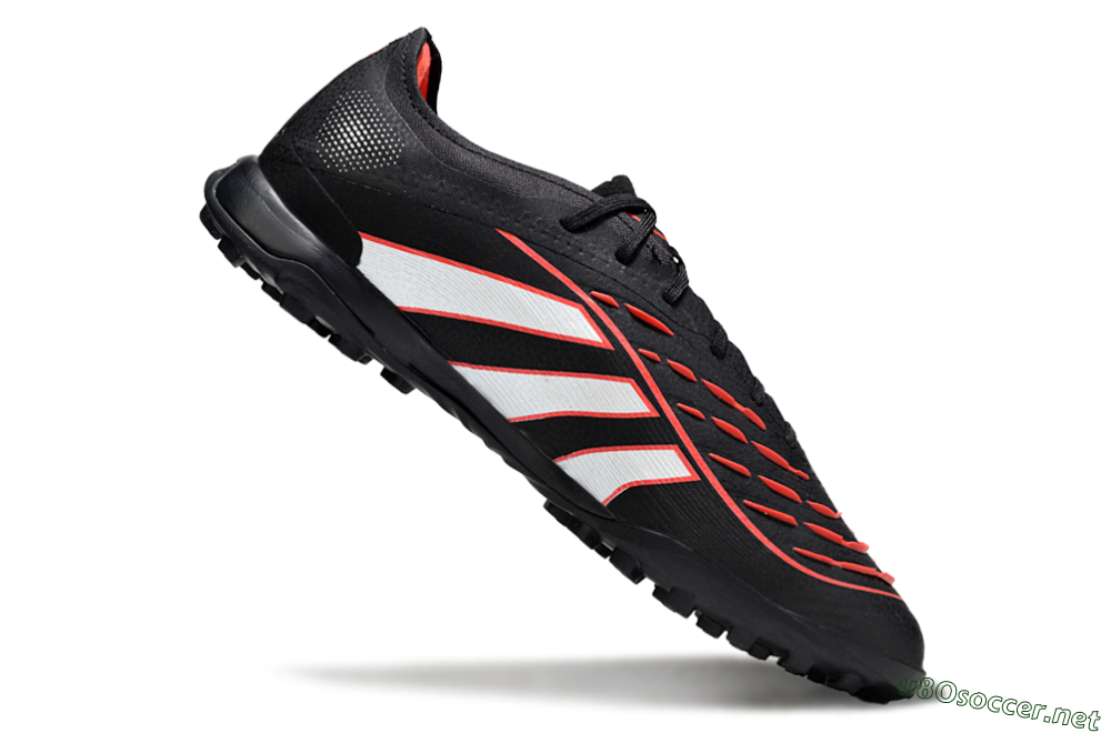 Men's Adidas Predator 25 Elite TF Football Shoes - Black/Fiery Red/White 4