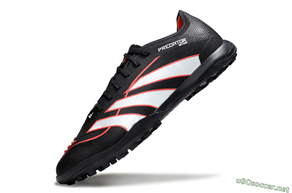 Men's Adidas Predator 25 Elite TF Football Shoes - Black/Fiery Red/White 5