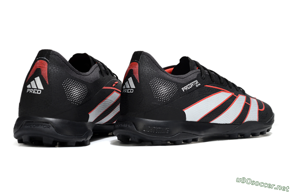 Men's Adidas Predator 25 Elite TF Football Shoes - Black/Fiery Red/White 6